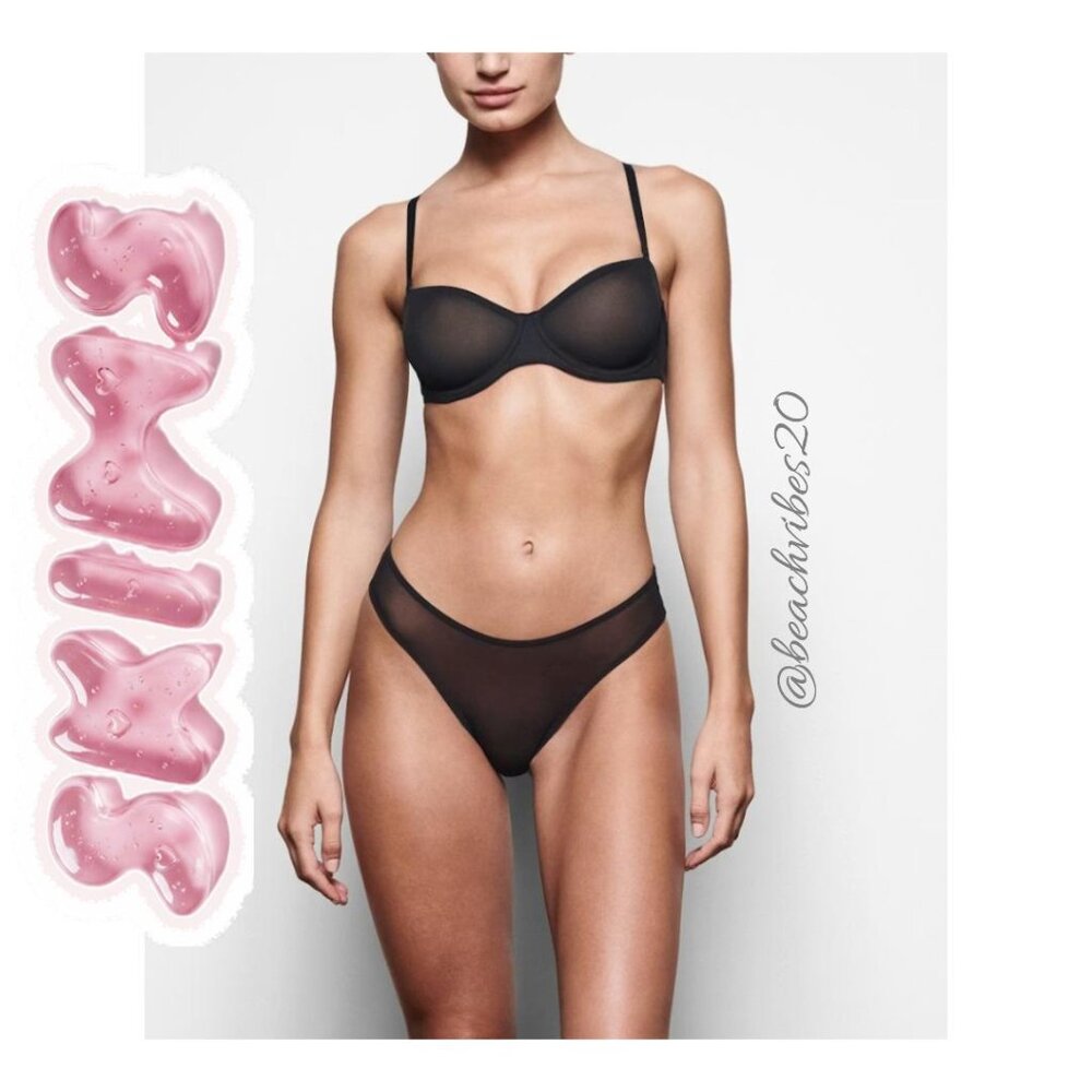 SKIMS Ultra Fine Mesh Strapless Bra Onyx 34F(DDD) NWT - Picture 6 of 10